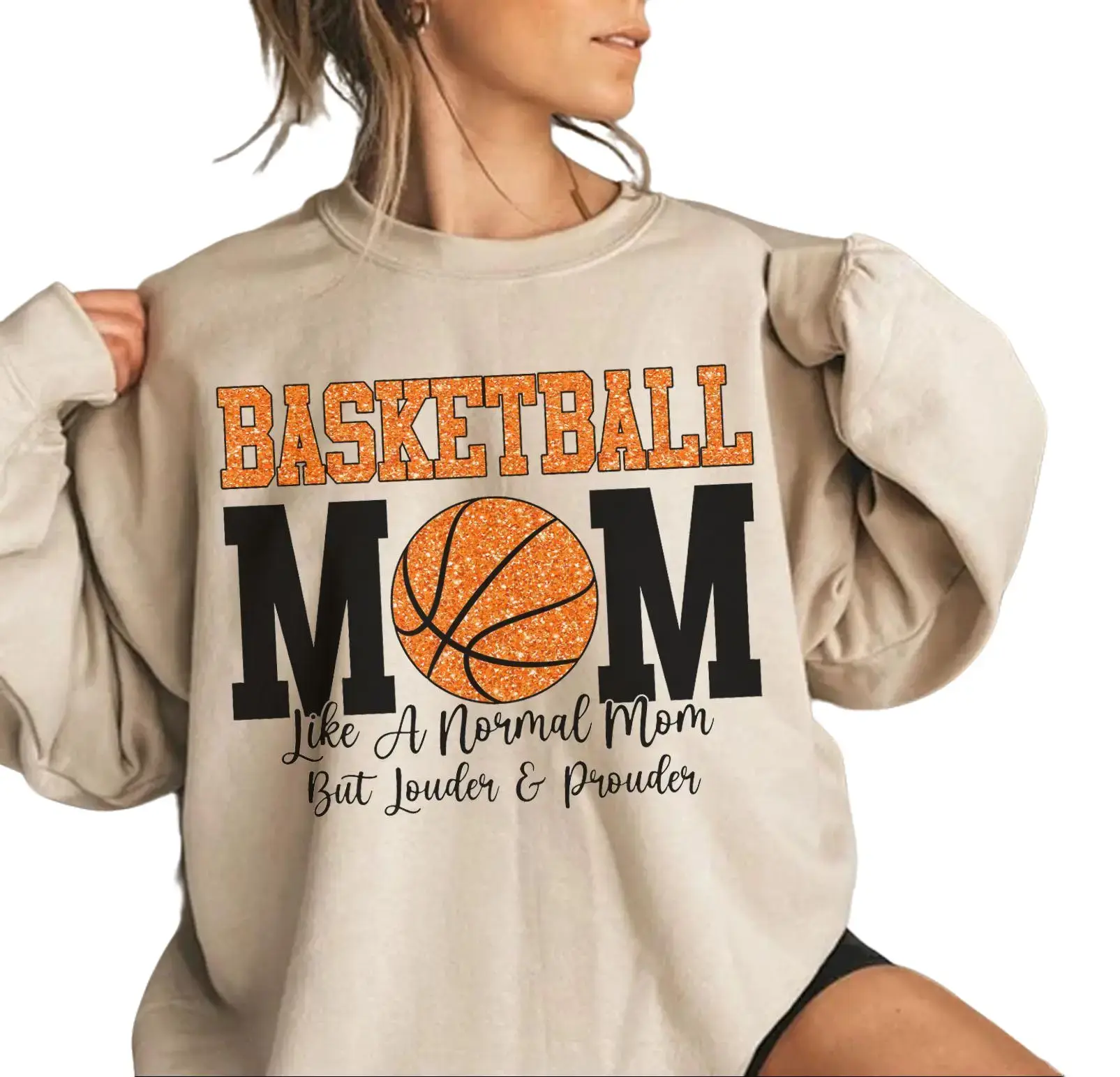 Basketball Mom Digital Graphic Printed Loud and Proud Womens' Pullover Sweatshirt, Basketball Game day Shirt, Basketball Mama Gifts
