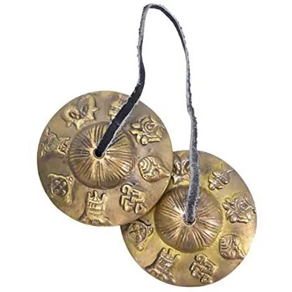 Tibetan Meditation Bells - Tingsha Cymbals with Straps, Percussion Instrument for Yoga, Healing