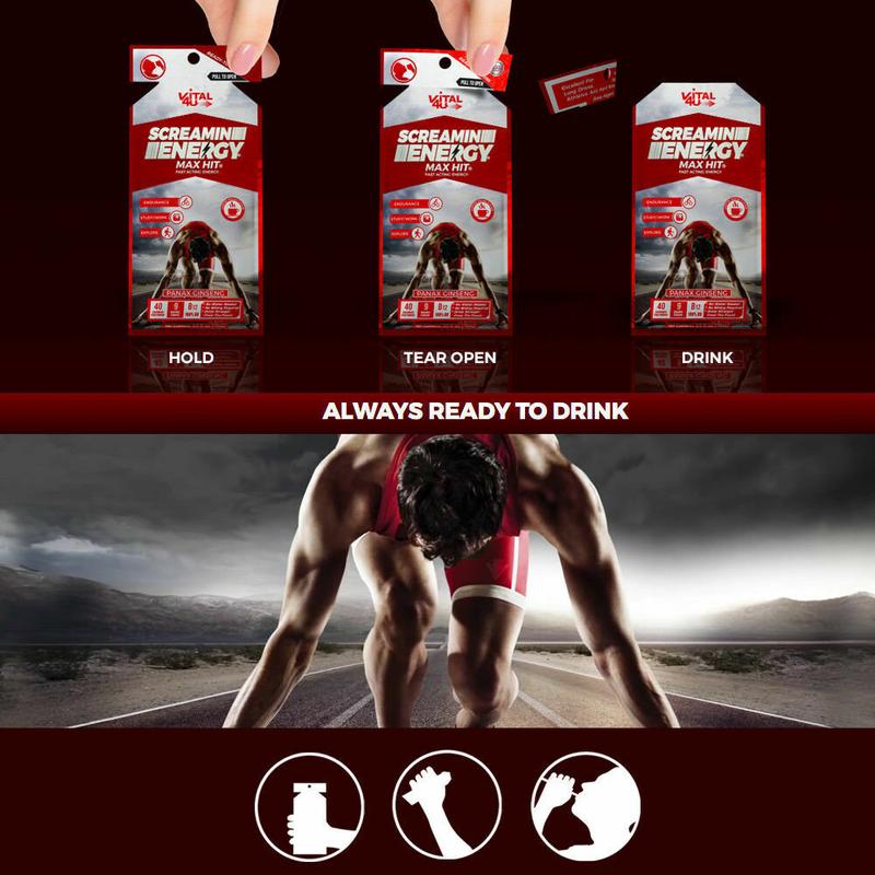 Vital 4U Screamin Energy Max Hit, Panax Ginseng Energy Shot Coffee Mocha, 12 count Beverage Drink