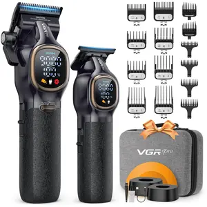 Professional Hair Clippers for Men, Professional Barber Clippers and Trimmer Set, Cordless Hair Clippers for Hair Cutting with Package Case, Powerful 9000 PRM Rechargable Electric Clippers