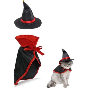 Pet Halloween Cloak with Hat for Small Dogs, Costume Outfit with Cap