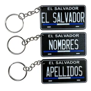 EL SALVADOR Llavero de Plastico Personalizado Estilo Mini Placa 3D | Custom Names Keychain SALVADORAN Mini License Plate Design | Llaveros Personalizados de Plastico PLA Plastic Keychains Salvadoreño