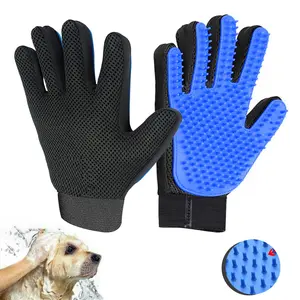 Upgrade Pet Hair Remover Gloves, Efficient Gentle Shedding Brush for Dogs, Cats & Horses with Long or Short Hair, 1 Pair (Blue)（Pink)