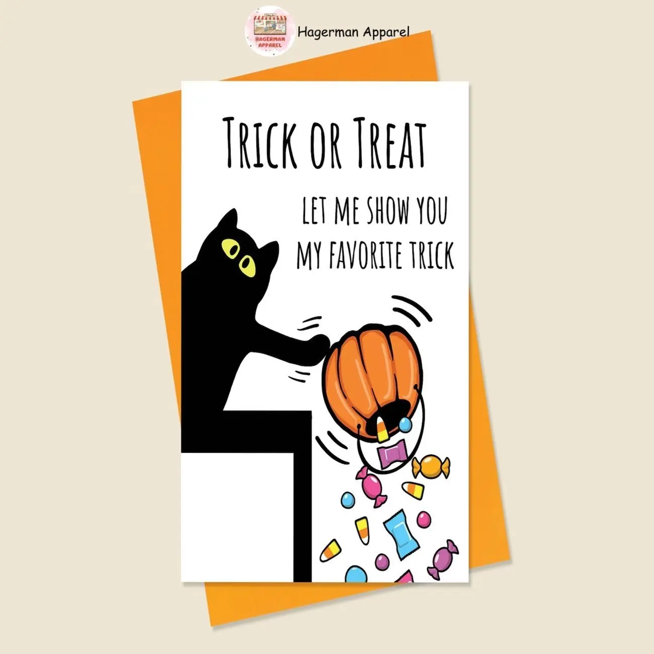 Funny Cat Halloween Card, Cattitude Halloween Card, Silly Halloween Card, Black Cat Card, Cat Attitude Card, Spooky Cat Card