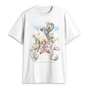Kingdom Hearts Men's Short-Sleeve Final Mix Box Art Character Group Graphic Print T-Shirt, Menswear T-Shirt