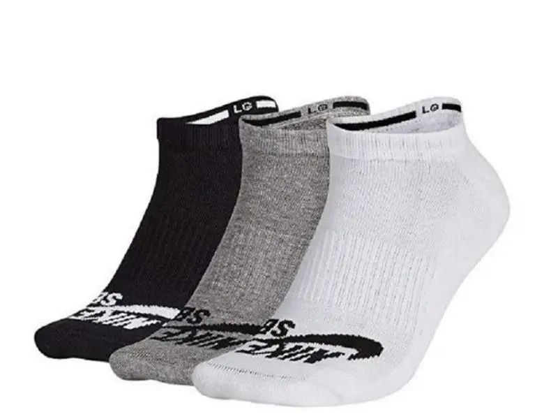 Nike SB No Show Athletic Sport Socks, X-Large Size, 3-Pack, Black/White/Grey, Athletic Socks