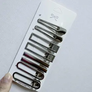 8Pcs Silver Metal Hairpins With Broken Bangs On The Side Multiple Styles Seamless Duckbill Clip Girls Hair Accessoires