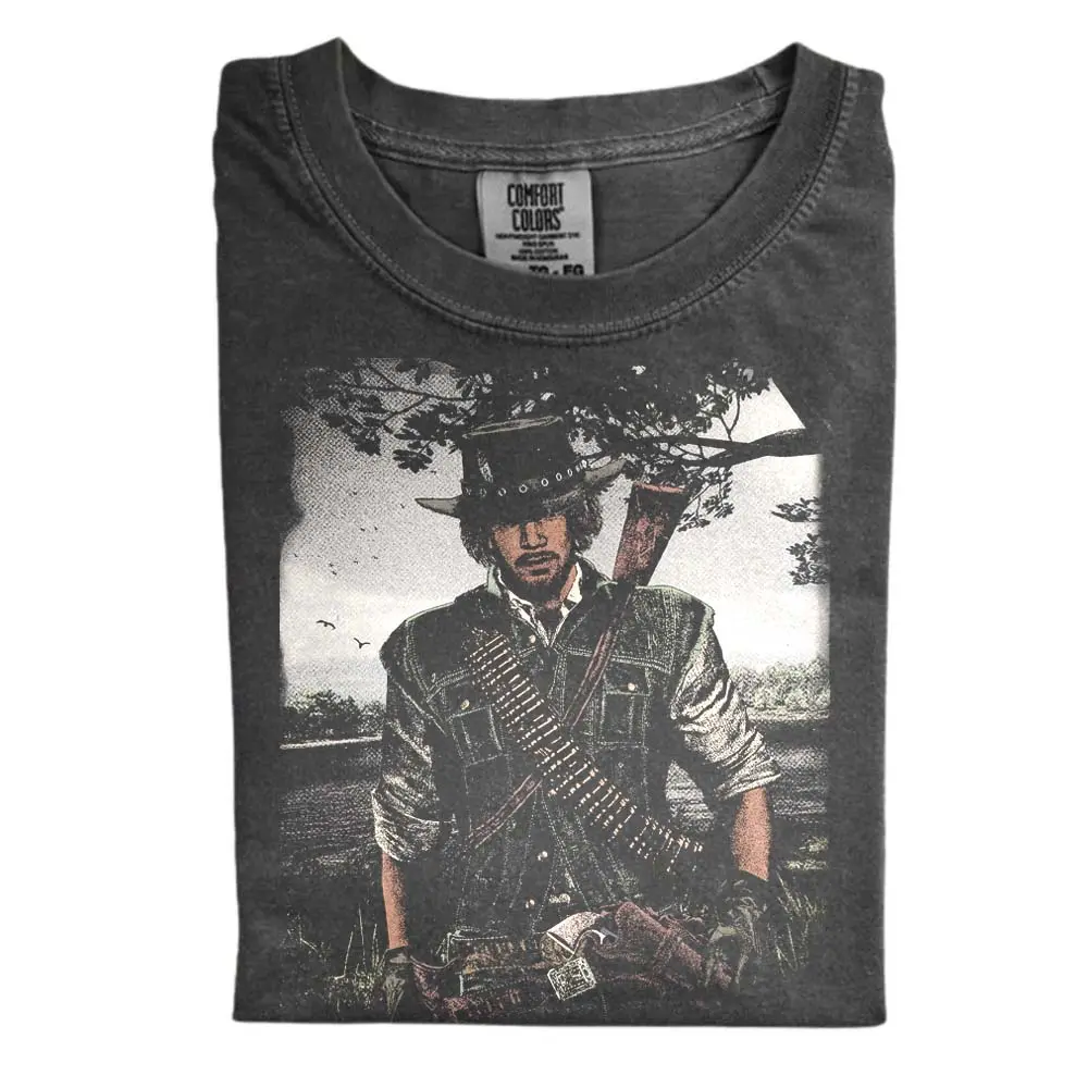 The Red Dead Redemption Comfort Color T-Shirt, Western Outlaw Shirt, Y2K Vintage Horror Game Shirt, Retro Resident Evil Gaming Shirt, Gift for Men, Gift for Women, Crew Neck T-shirt, Trending T-shirt