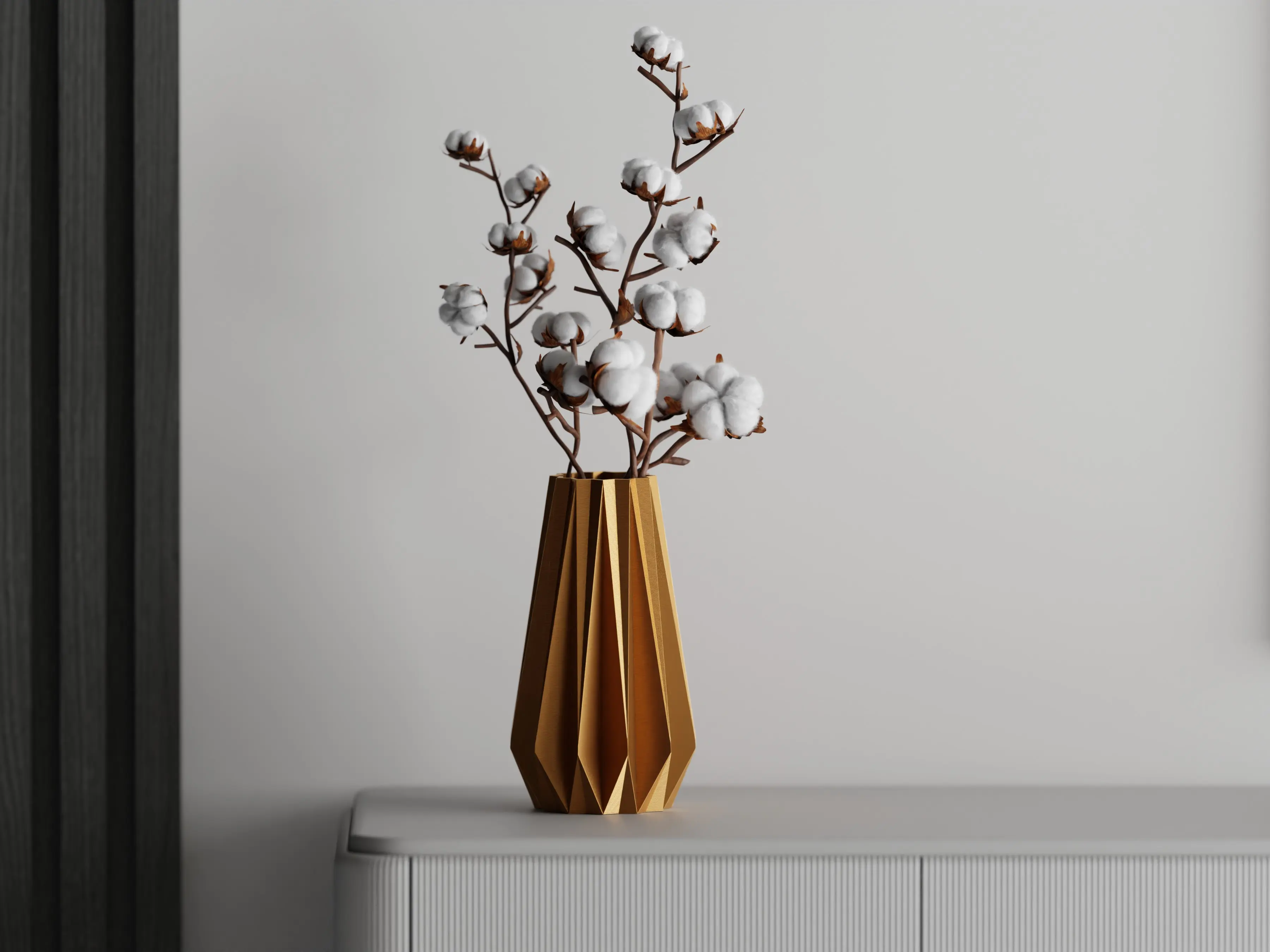 RidgeForm Ribbed Vase - Modern Accordion-Style Planter for Indoor Plants, Dried Flowers, Pampas Grass, Minimalist Decor, Perfect Shelf Decor
