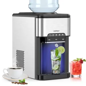 COSTWAY - Ice Maker with Built-in Water Cooler Dispenser and 3 Temperature Settings