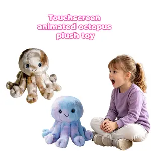 Touch Control Octopus Plush Toy, Interactive Bio-Mimetic Action, Music & Recording, USB Charging, Gradient Dye, Kids Comfort Toy, Ages 3+