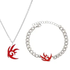 2PC Cartoon Film Sonics Anime Figure Shadows Bracelets Necklace Set for Men Women Jewelry Children Charms Pendants Chains Gifts Sterling Silver Stud Earrings long lightweight multiple cartilage earring crystal