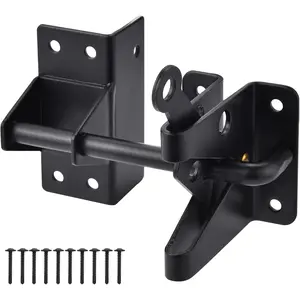 Heavy Duty Automatic Gate Latch for Wooden Fences,Self Locking Metal Gates for Vinyl Fence Outswinging Pool Gate Door Latches, Black