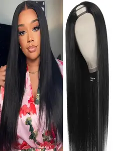 U Part Human Hair Wig For Brazilian Straight 100% Real Human Hair  180% Density U Part Wigs No Sew in Natural Color