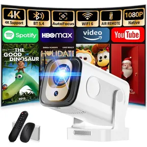 Projector [Auto Focus &  1080P & Built-in Apps] Mini Portable Projector 1080P, 4K  with WiFi 6 &  5.4, Auto Focus & Keystone, 270? Rotatable, Compatible with Phone/HDMI/USB,White
