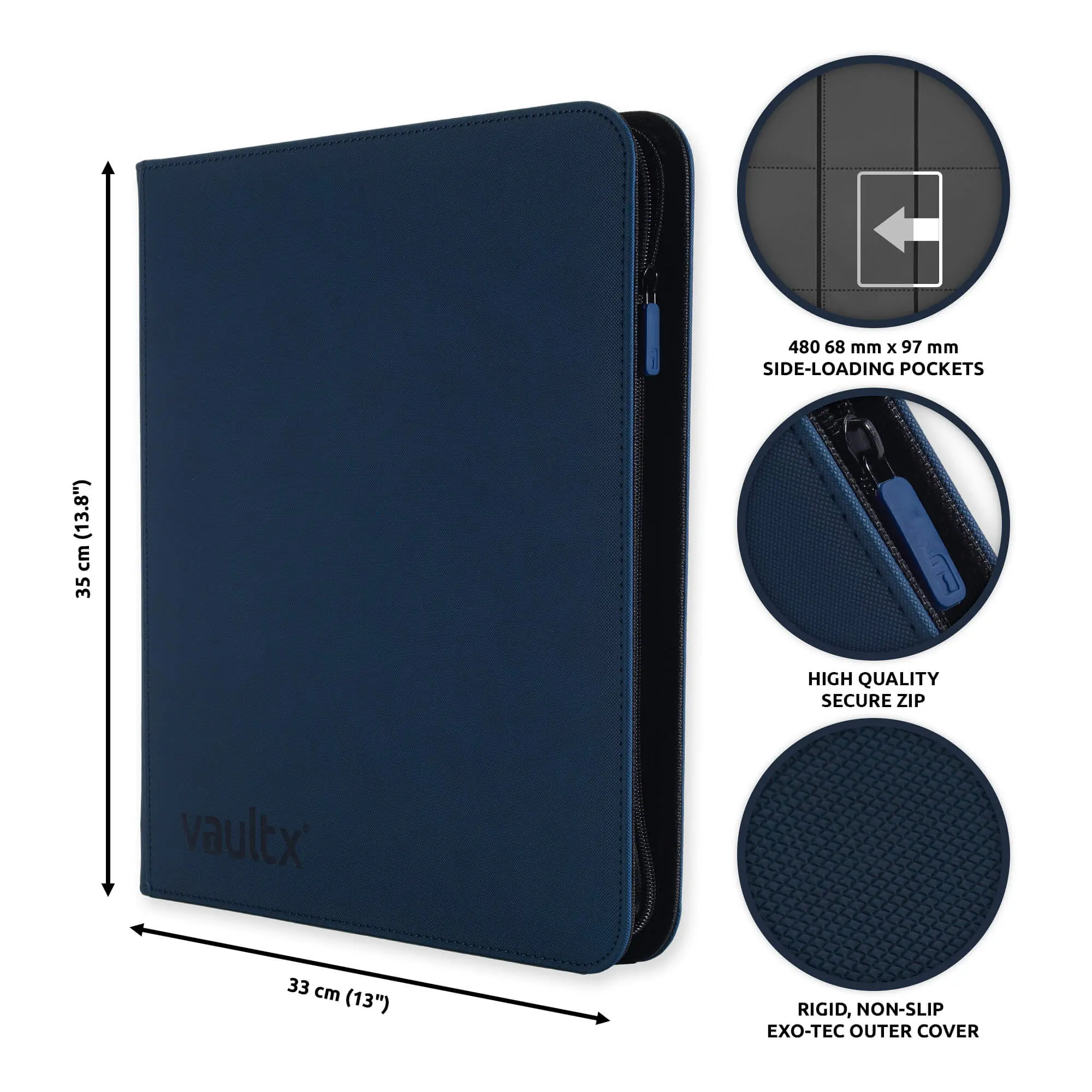 Vault X 12-Pocket Exo-Tec® Zip Binder (Royal Blue)