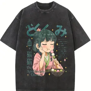 valentine shirts SDScMao Mao's Apothecary Diaries Anime Washed T-shirts Remedies Medicine Cartoon T Shirt Men Women Clothing Fashion Aesthetic TshirtDPE