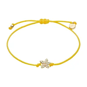 Fossil Women's Sutton Mini Moments Yellow Gold-Tone Brass Pavé Flower Bracelet
