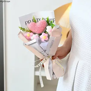 Handcrafted Knitted “Puff” Heart Flower Bouquet – Unique Gift, Decorative Accent & Keepsake for Home or Special Occasions