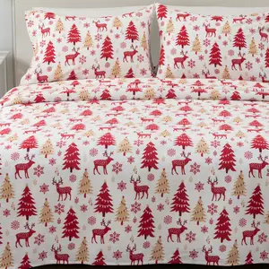 xl-Bay Home 3 Piece 100% Turkish Cotton Twin Winter Lodge Flannel Sheet Set | Cotton Printed Bedding Sheets & Pillowcases | Double-Brushed Flannel Bed Sheets