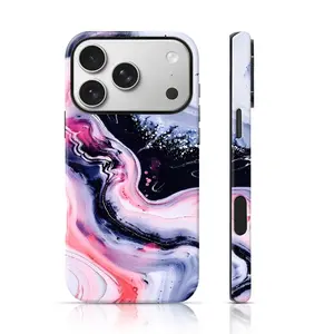 Pink Navy Marble Fluid Art Design Phone Case Full Body Protection for iPhone 17 Pro Max/16 Pro Max /15Pro Max 15/14/13/12 & Samsung S26 /S25Ultra Tiktok Hot Selling