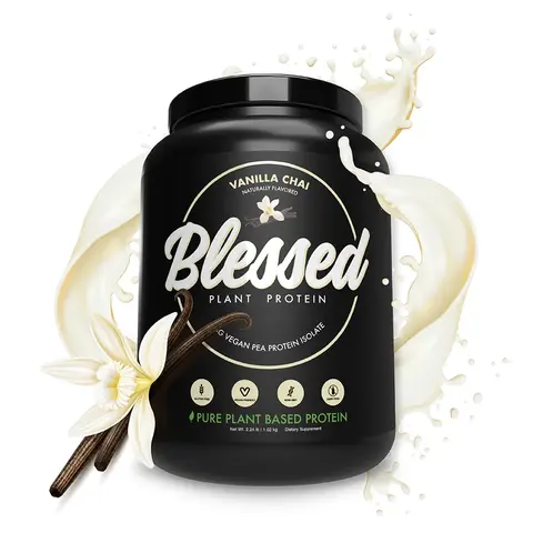 Blessed Plant-Based Protein Powder - Muscle Recovery Support - 23g Vegan Protein per Serve - Dairy-Free & Soy-Free with Added Fiber - Plant Protein Shake for Adults, 30 Serves