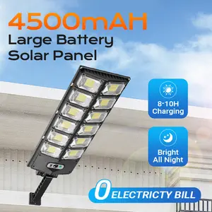 Solar Street Light Outdoor Solar Parking Lot Light, 360 LEDs Wide Angle Lamp with Motion Sensor IP67 Waterproof Commercial Lighting