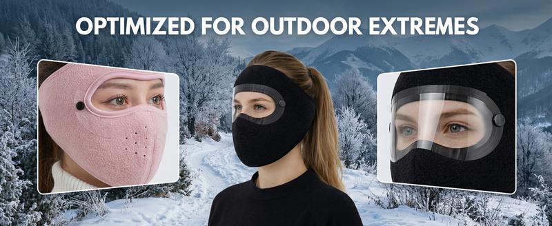 Buy One Get One Winter Windproof Face Mask with Detachable Goggles, Thick Fleece-Lined Full Face Balaclava for Men & Women, Cold Weather Protection for Cycling, Motorcycling, Skiing and Outdoor Sports (Pink, Black)