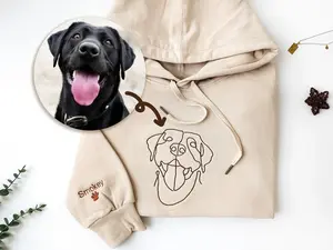 Custom Pet Embroidered Sweatshirt, Personalized Dog Photo, Cat Embroidered Hoodie, Gift for Pet Lovers, Dog Mom Gift, Custom Pet Portrait