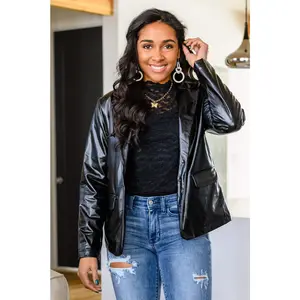 Streets of Dublin Faux Leather Blazer