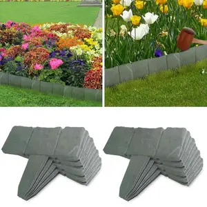 20 Pack of Cobbled Stone Style Plastic Garden Lawn Edging for Beautiful Borders,summervibes