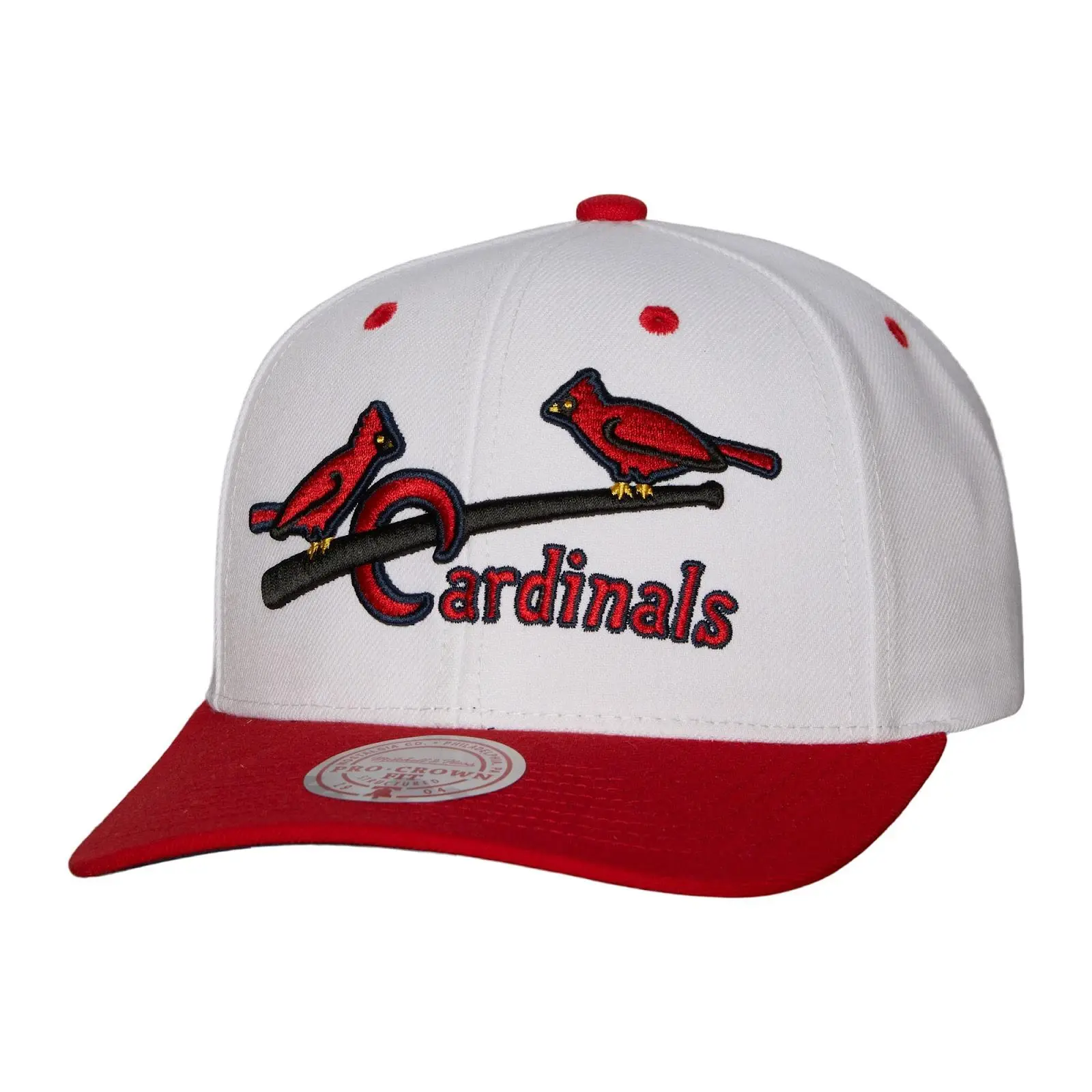 St. Louis Cardinals White Cooperstown Evergreen Pro Crown Snapback Hat MLB Throwback Cap Adjustable Fan Gear Mitchell & Ness