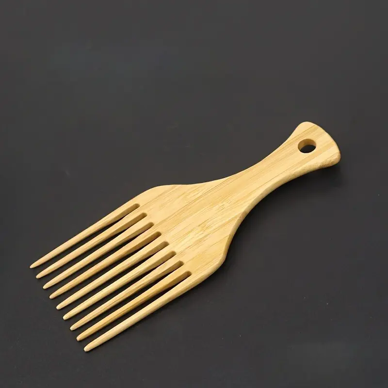 1pc Solid Wood Fork Comb, Hairdressing Wood Comb, Retro Oil Head Comb, Big Back Head, Wide Tooth Comb, Nan Bamboo Cutting Comb, Hair Styling Combs, Bamboo Hair Brush
