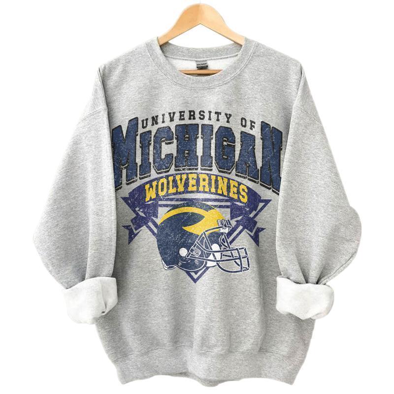 [Sale Up To 30%] + [Free Ship] Michigan Sweatshirt, Vintage Football Sweatshirt, 90s University of Michigan Unisex Football Shirt, Unisex Vintage Tee, Classic Football Clothing, Gifts For Football