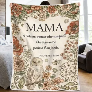 Christian Mom Blanket, Personalized Throw Blanket Gifts for Mom, Grandma Blankets for Eater, Mothers Day, Faith Gifts for Nana Gigi, Mama, Inspirational Scripture Gift for Women