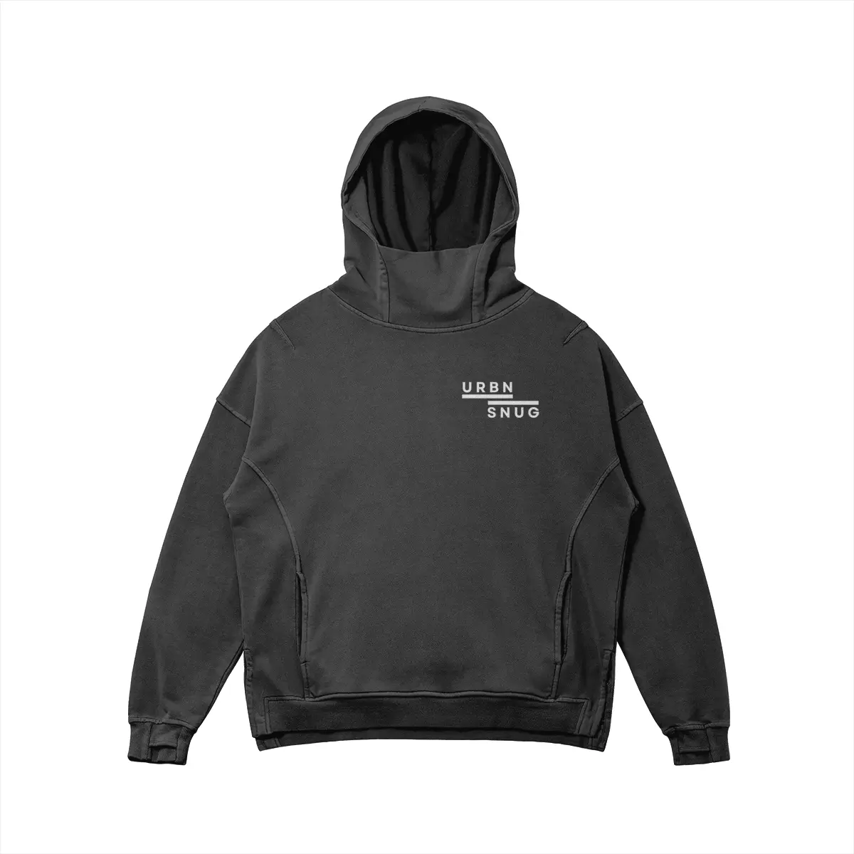 Washed Slit Hem Turtleneck Hoodie