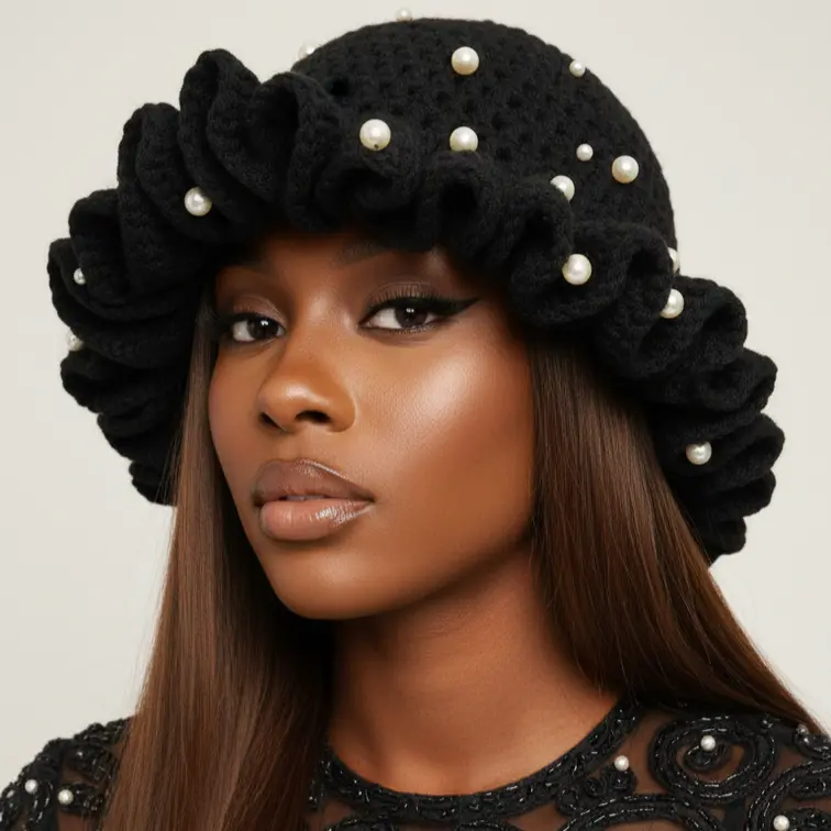 Women's Crochet Bucket Hat - Foldable Fashion Cap for Travel, Festivals, Everyday Wear