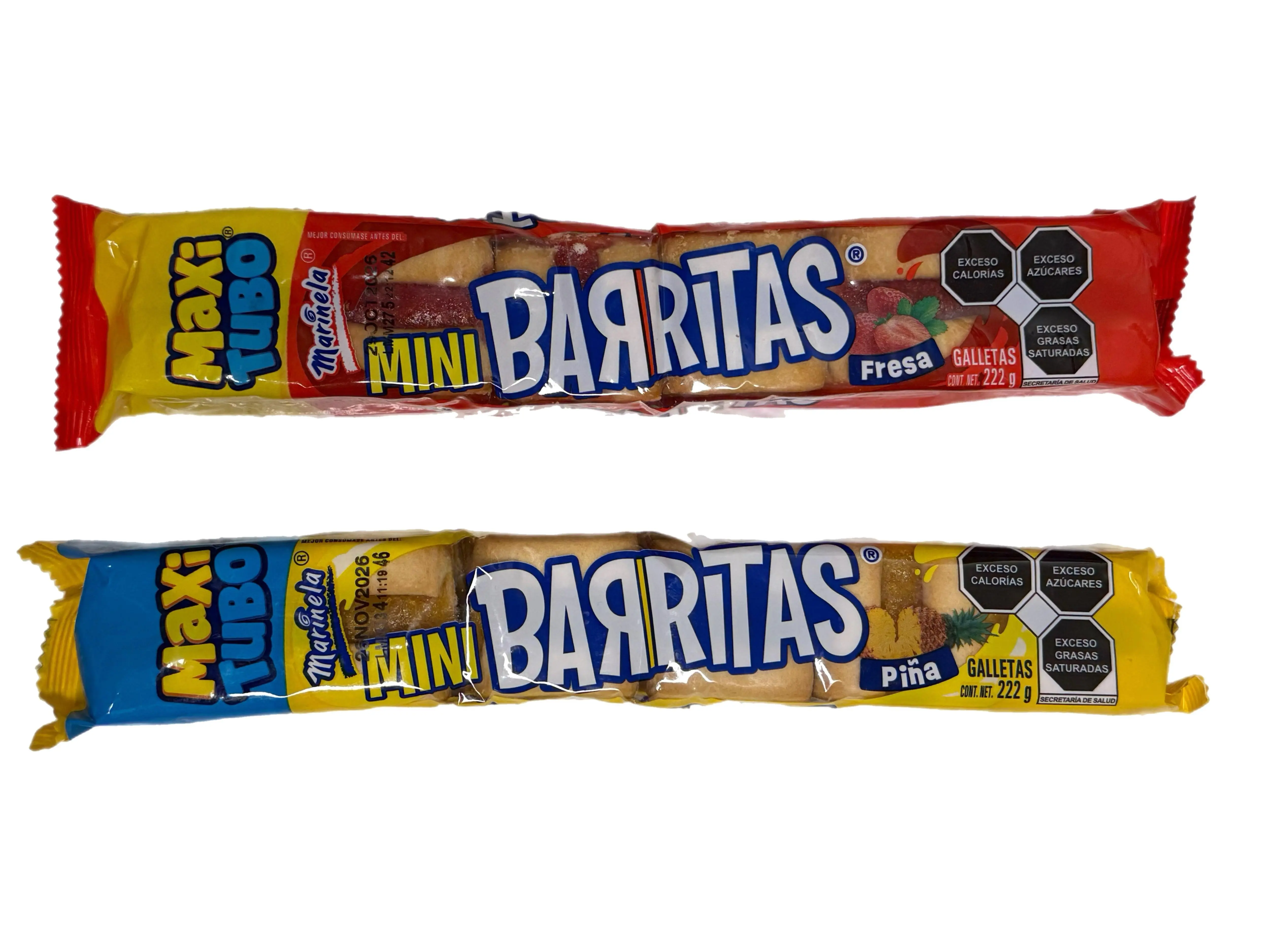 Marinela Mini Barritas Fresa o Piña – Strawberry & Pineapple Filled Cookies – 222 g (7.83 oz)