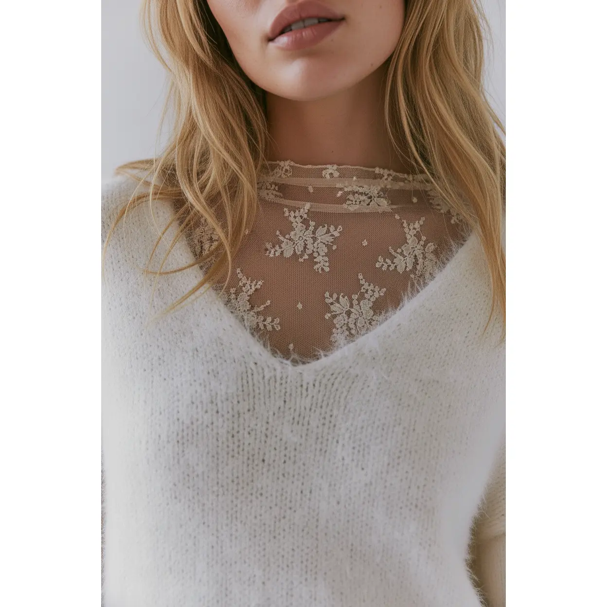 Cider Lace High Neck Lace Long Sleeve Top - TikTok Shop