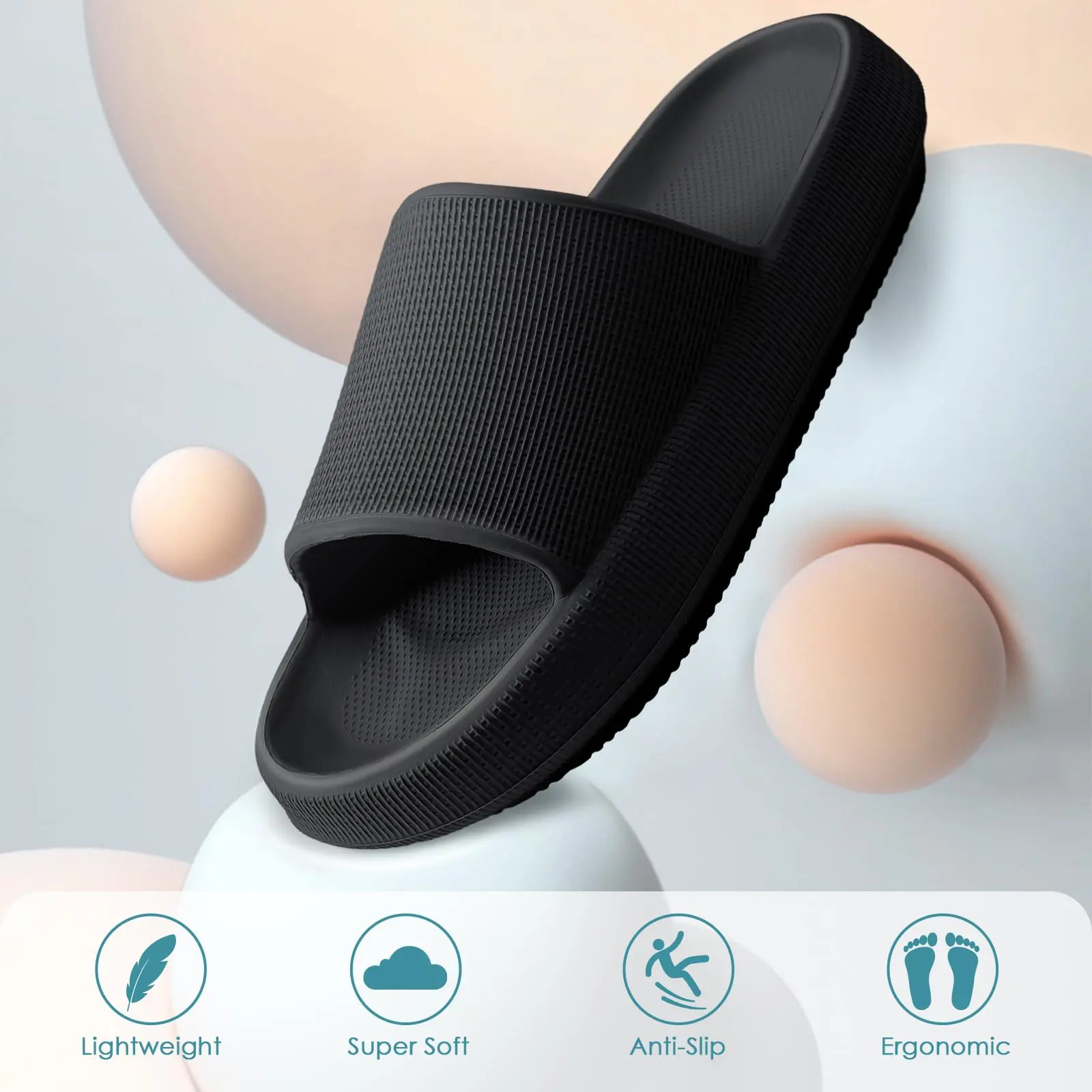 Women's Unisex Cloud Slides - Soft, Comfy, Thick-Sole, Non-Slip, Waterproof Pillow Slippers for Indoor Walking House Footwear