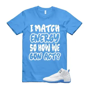 Unisex T-shirt to match Jordans 12 Melo University Blue - MATCH. 100% Cotton for Casual Wear. Comfortable Summer Unisex T-Shirt to match Jordan Sneaker. Streetwear Style. urban outfitters