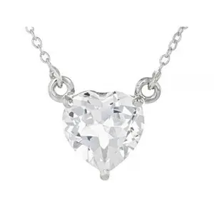 JTV White Lab Created Sapphire Platinum Over Sterling Silver Necklace 2.12ct.
