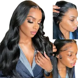 13x6 HD Transparent Lace Frontal Wig 180 Density Curly Brazilian Human Hair Pre Plucked Body Wave Lace Front Wigs For Black Women Glueless Stylish Look