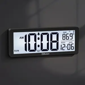 Soobest 8.5" Atomic Digital Wall Clock, Never Needs Setting, Auto Time Sync, Accurate & Easy to Use Clock with Backlight, Battery Operated, Temperature, Date, Auto DST, 4 Time Zones