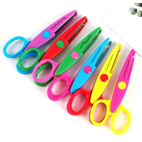 Lace Scissors Set, 6 Counts/set Colorful DIY Art Craft Tool Stationery Scissors, Portable Scissors for Crafting Students' Photo Albums, Paper Cutting