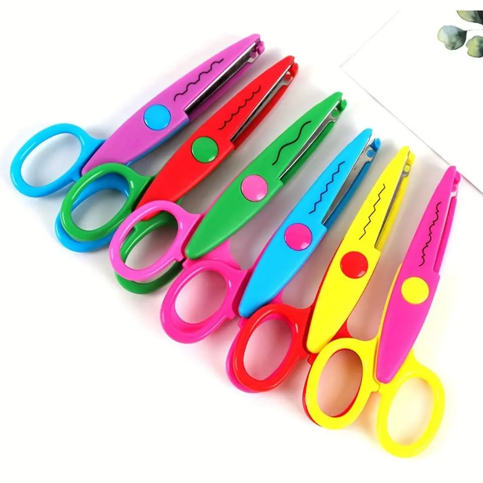 Lace Scissors Set, 6 Counts/set Colorful DIY Craft Tool Stationery Scissors, Portable Scissors for Crafting Students' Photo Albums, Paper Cutting