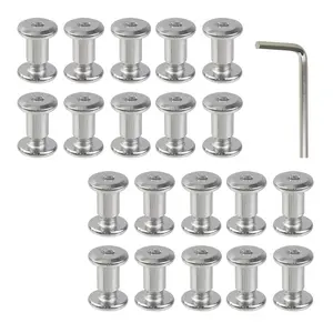 Oedema 20 Sets M5×5mm Chicago Screws Silver Binding Screws Φ6×8mm Stainless Steel Leather Rivets for Belt Buckle, Leather Crafting, DIY Accessories