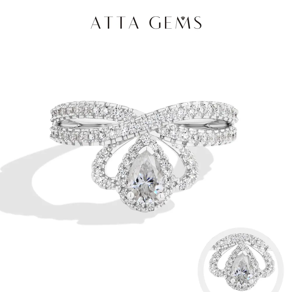 ATTAGEMS Pear Cut 0.5CT Lab-Created Moissanite Ring s925 Sterling Silver Yellow Gold Plated Engagement Wedding Anniversary Jewelry Gifr R332, Engagement Rings, Pear Shape summerwins