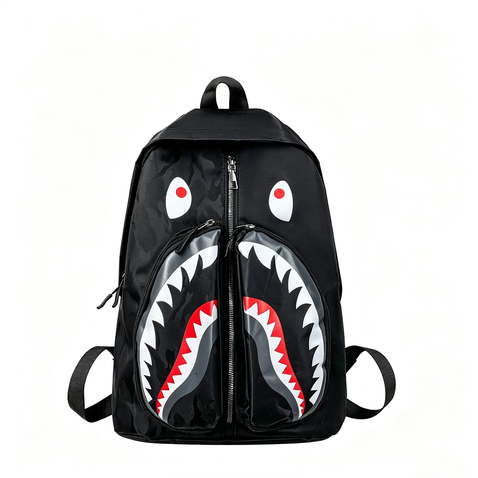 Black Shark Backpack, Large Capacity Casual Daypack, Lightweight Waterproof Travel School Backpack for Teenagers Boys Girls Outdoor Sports