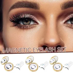 Boujee Magnetic Eyelashes Curler Long Thick 3D Magnetic Lashes Reusable Magnetic False EyelashesTweezer Set Natural Looking W/ Eyeliner Lash Extensions Eyelash Extensions Eyelashes Extensions Cosmetic Makeup